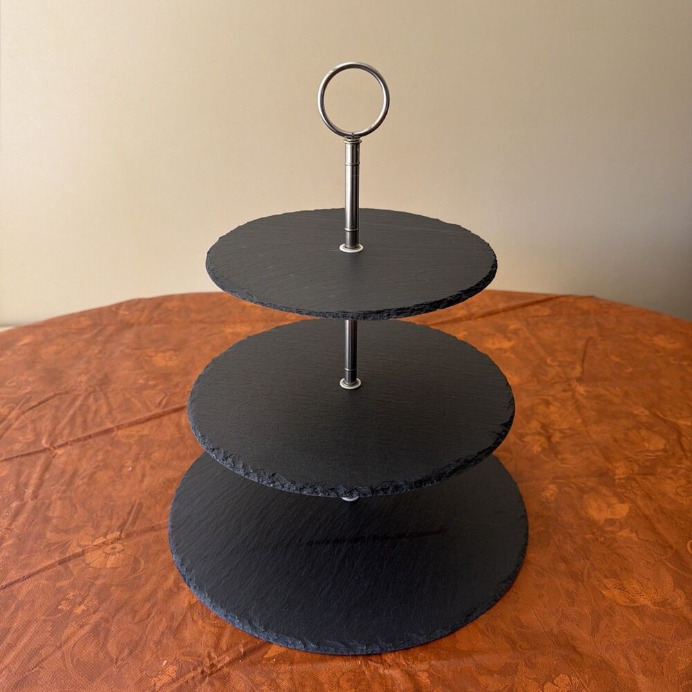 La Z Boy Slate 3 Tier Serving Tray Stand 12" 10" 8"